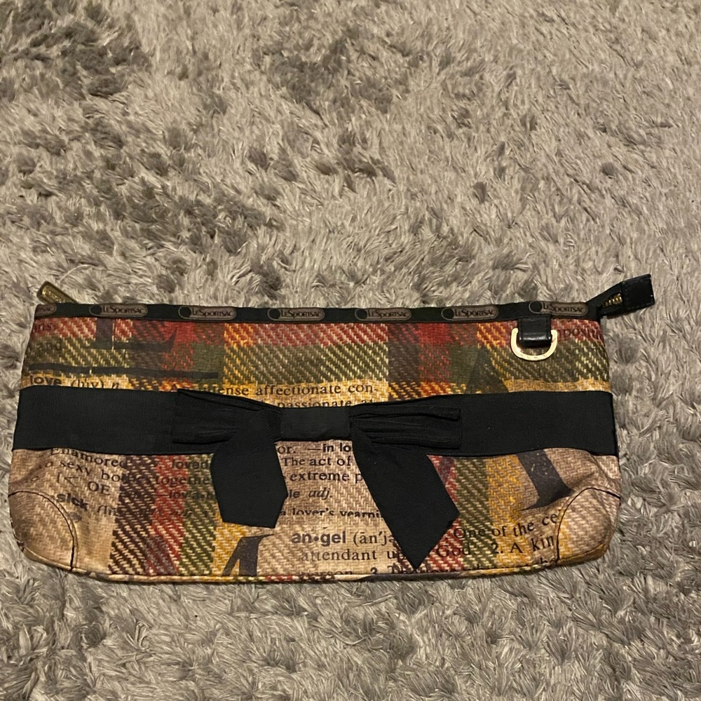 L.A.M.B. X Le Sport Sac Rasta Plaid Y2K zip clutch